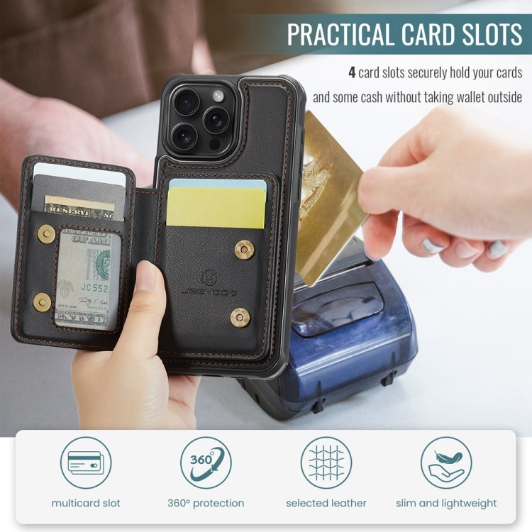 For iPhone 13 Pro Max JEEHOOD J05 Business Magnetic Style RFID Leather Phone Case(Black)