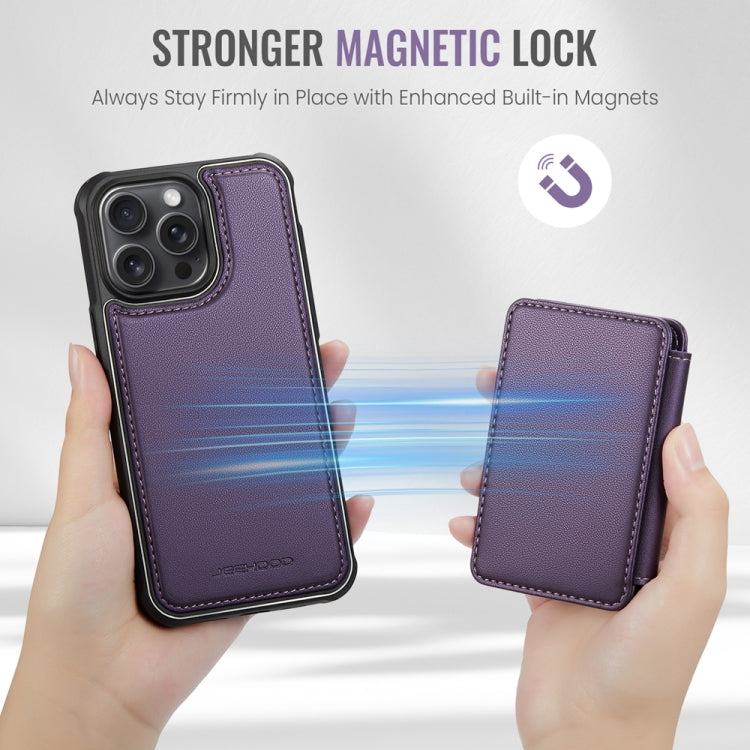 For iPhone 12 Pro Max JEEHOOD J05 Business Magnetic Style RFID Leather Phone Case(Purple)