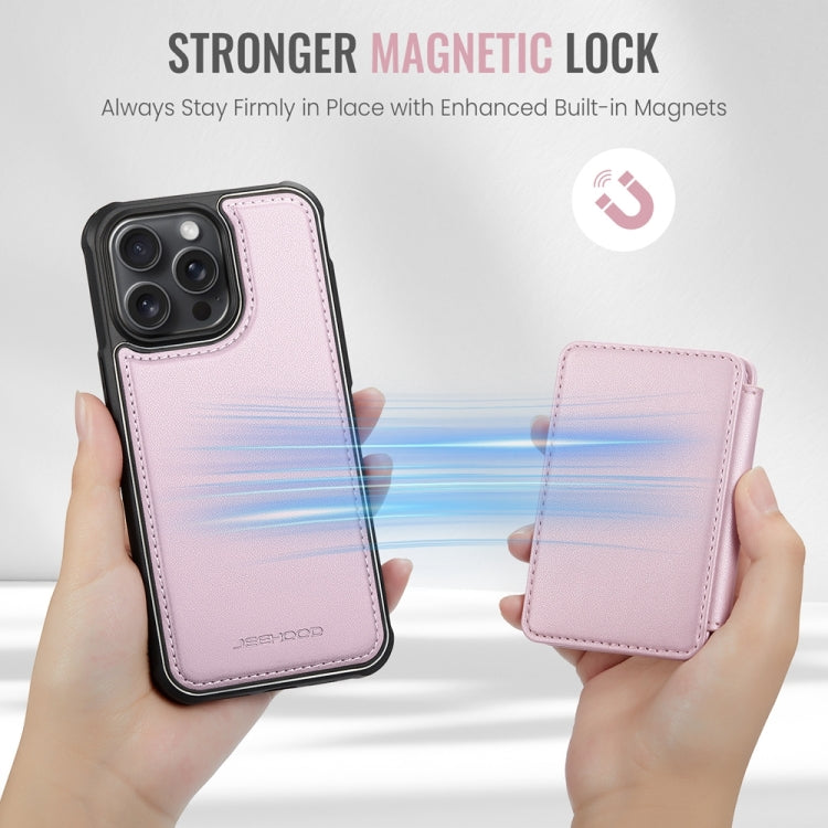 For iPhone 12 Pro Max JEEHOOD J05 Business Magnetic Style RFID Leather Phone Case(Pink)