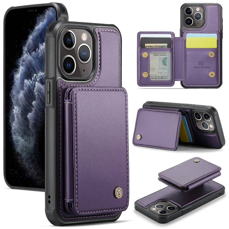 For iPhone 11 Pro JEEHOOD J05 Business Magnetic Style RFID Leather Phone Case(Purple)