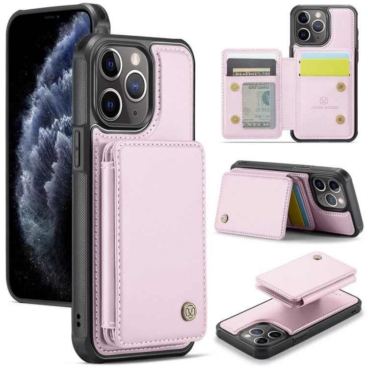 For iPhone 11 Pro Max JEEHOOD J05 Business Magnetic Style RFID Leather Phone Case(Pink)