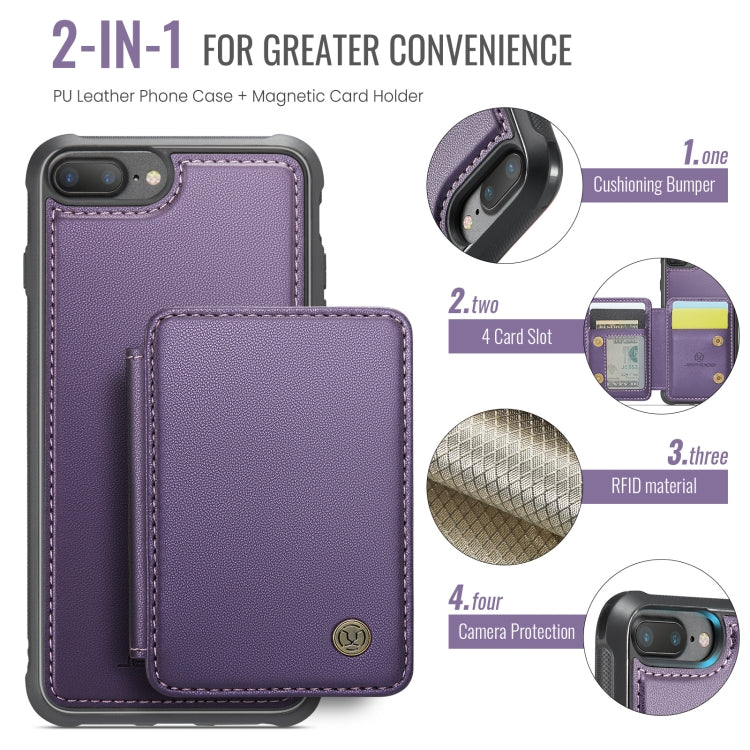 For iPhone 8 Plus / 7 Plus / 6 Plus JEEHOOD J05 Business Magnetic Style RFID Leather Phone Case(Purple)