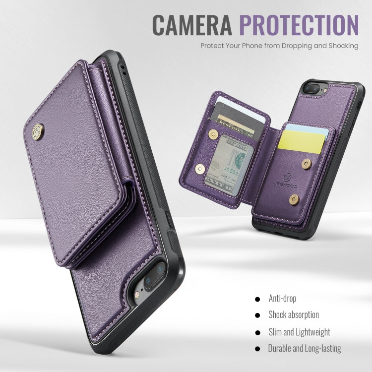 For iPhone 8 Plus / 7 Plus / 6 Plus JEEHOOD J05 Business Magnetic Style RFID Leather Phone Case(Purple)