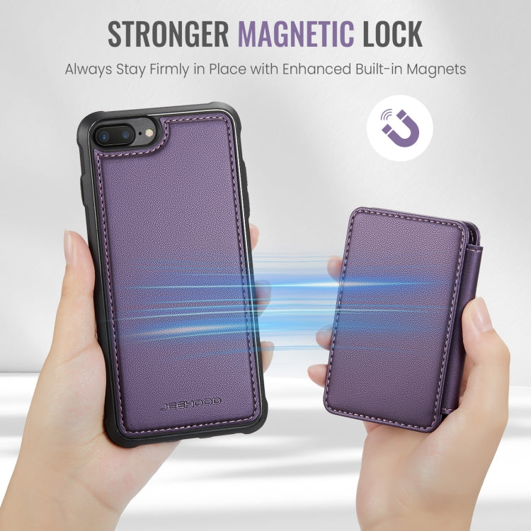 For iPhone 8 Plus / 7 Plus / 6 Plus JEEHOOD J05 Business Magnetic Style RFID Leather Phone Case(Purple)