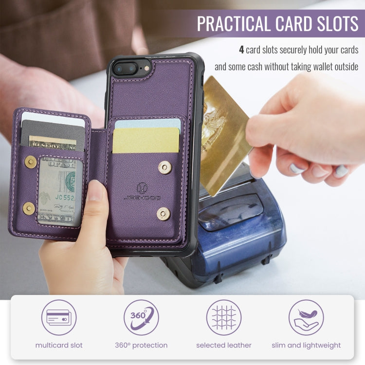For iPhone 8 Plus / 7 Plus / 6 Plus JEEHOOD J05 Business Magnetic Style RFID Leather Phone Case(Purple)