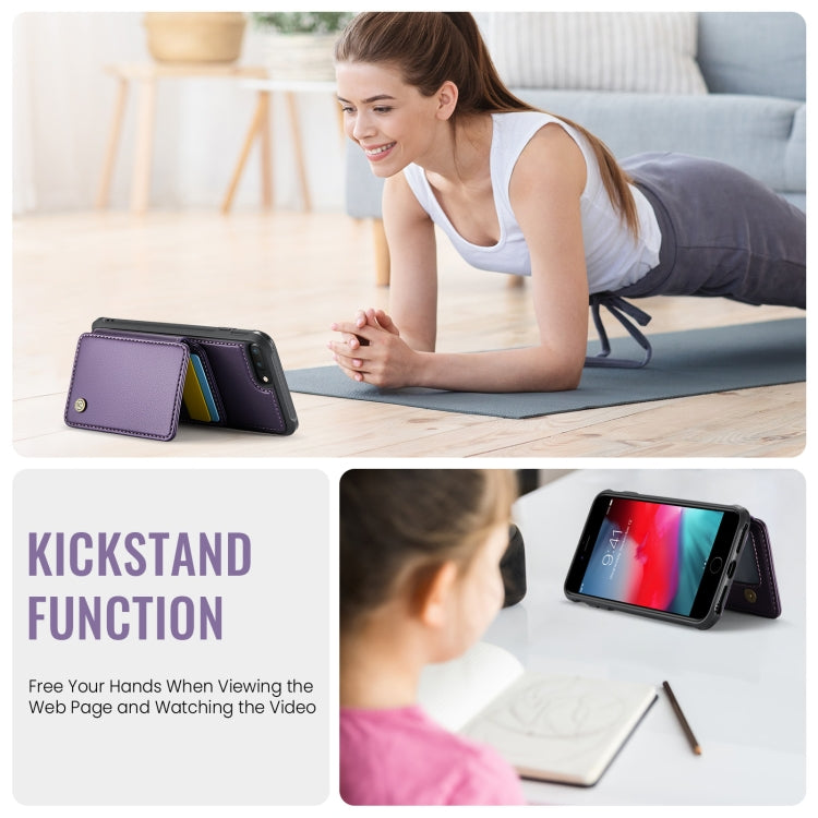 For iPhone 8 Plus / 7 Plus / 6 Plus JEEHOOD J05 Business Magnetic Style RFID Leather Phone Case(Purple)