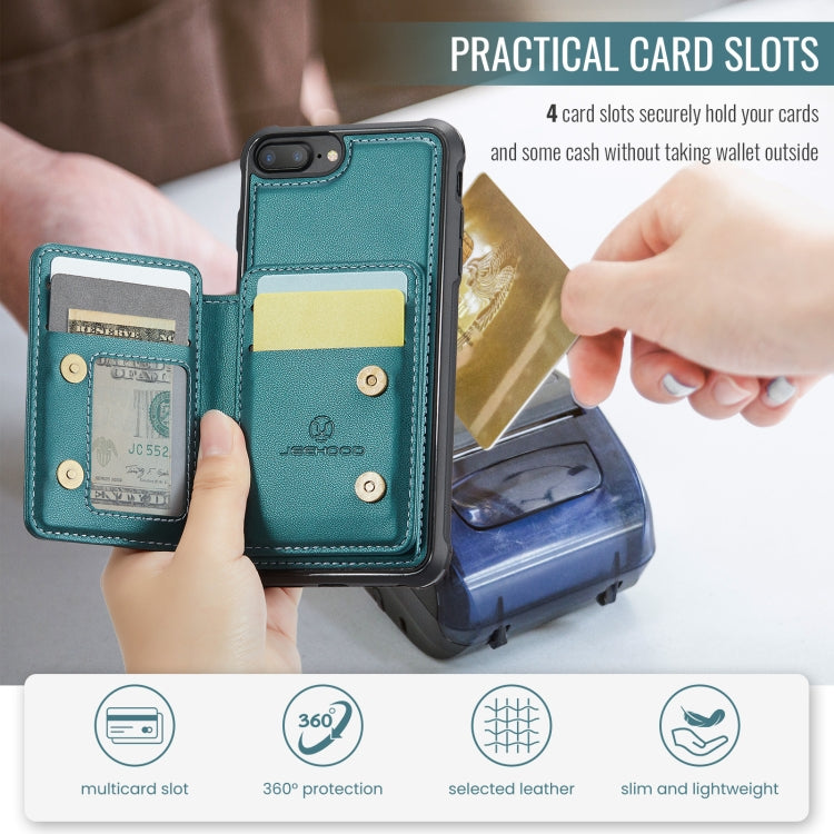 For iPhone 8 Plus / 7 Plus / 6 Plus JEEHOOD J05 Business Magnetic Style RFID Leather Phone Case(Blue Green)