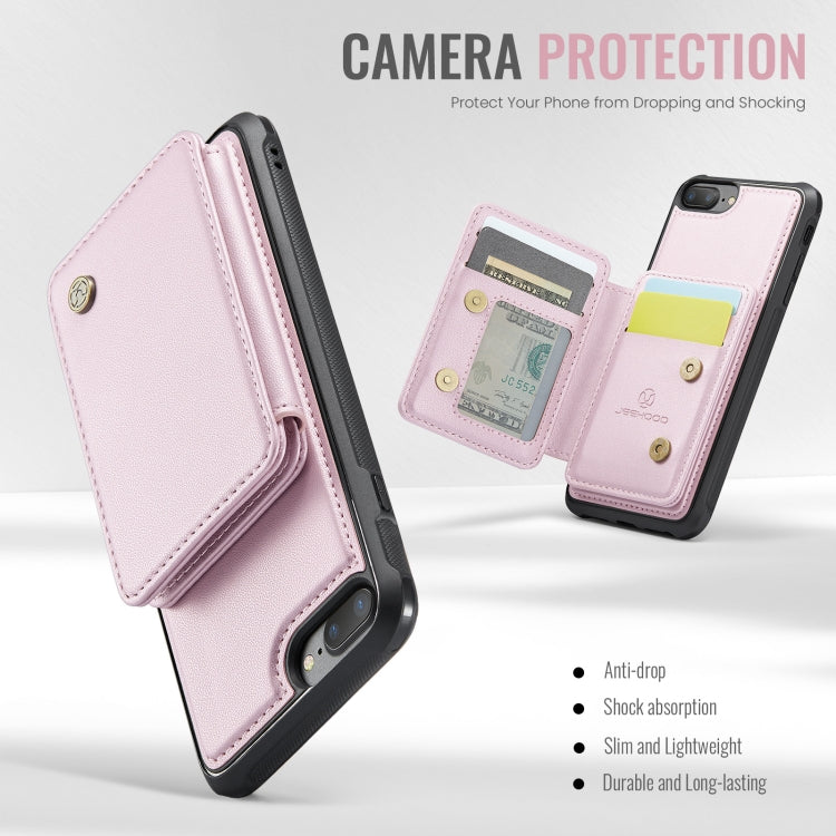 For iPhone 8 Plus / 7 Plus / 6 Plus JEEHOOD J05 Business Magnetic Style RFID Leather Phone Case(Pink)