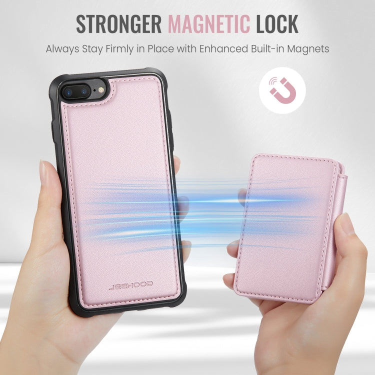 For iPhone 8 Plus / 7 Plus / 6 Plus JEEHOOD J05 Business Magnetic Style RFID Leather Phone Case(Pink)