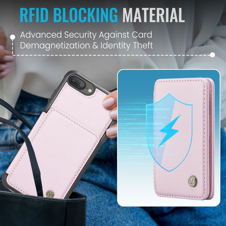 For iPhone 8 Plus / 7 Plus / 6 Plus JEEHOOD J05 Business Magnetic Style RFID Leather Phone Case(Pink)