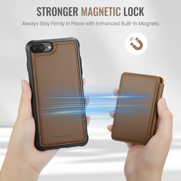 For iPhone 8 Plus / 7 Plus / 6 Plus JEEHOOD J05 Business Magnetic Style RFID Leather Phone Case(Brown)