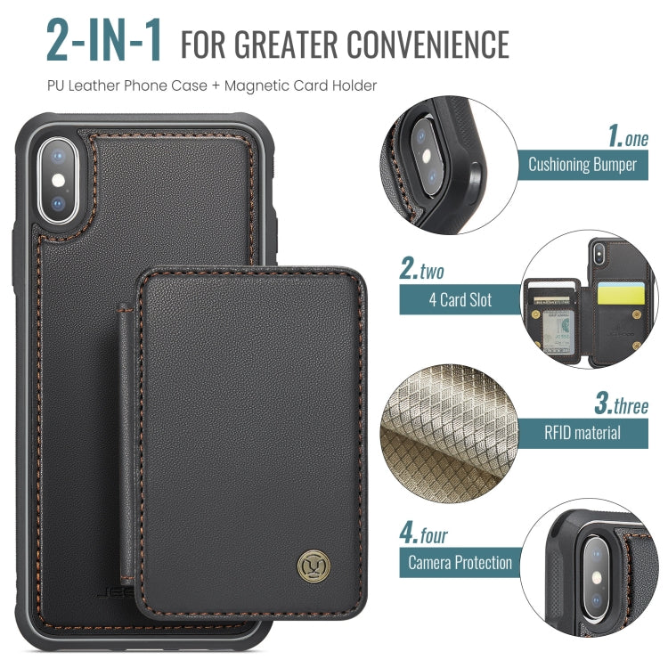 For iPhone X / XS JEEHOOD J05 Business Magnetic Style RFID Leather Phone Case(Black)