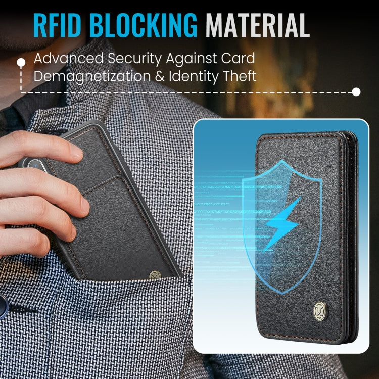 For iPhone X / XS JEEHOOD J05 Business Magnetic Style RFID Leather Phone Case(Black)