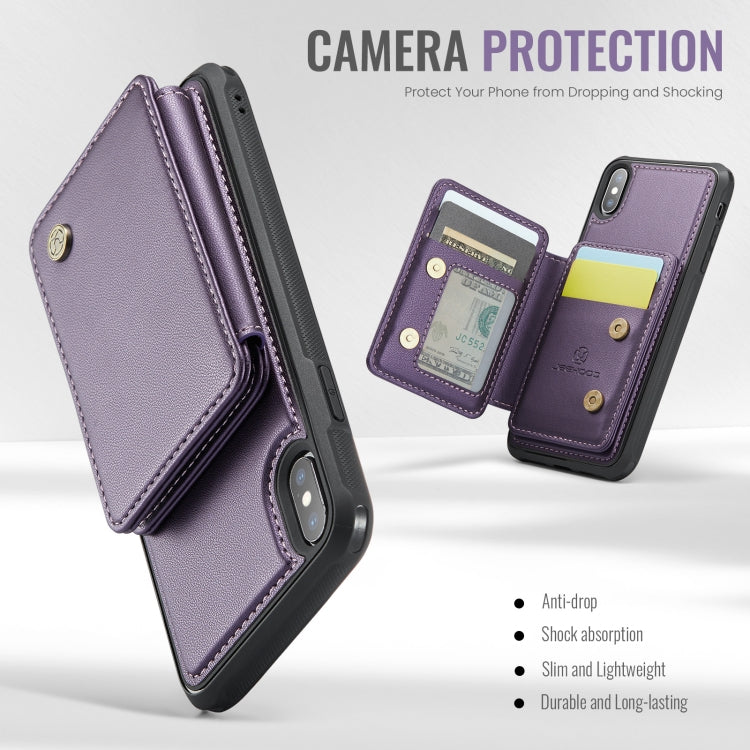 For iPhone X / XS JEEHOOD J05 Business Magnetic Style RFID Leather Phone Case(Purple)