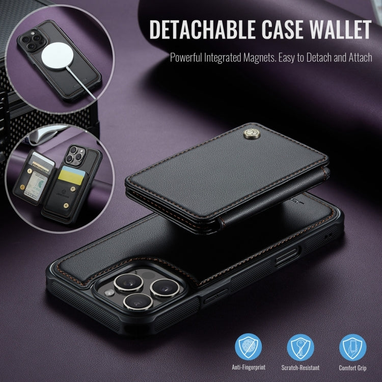 For iPhone 16 Pro Max JEEHOOD J05 Business Magnetic Style RFID Leather Phone Case(Black)