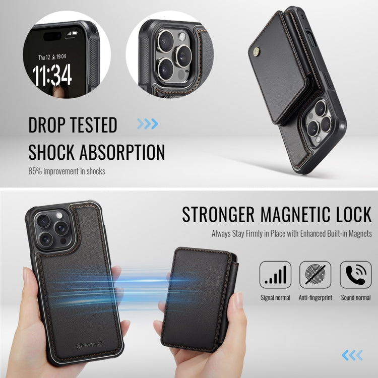 For iPhone 16 Pro JEEHOOD J05 Business Magnetic Style RFID Leather Phone Case(Black)