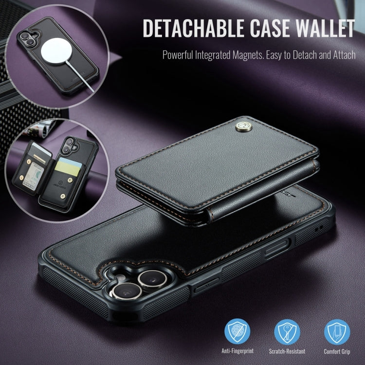 For iPhone 16 JEEHOOD J05 Business Magnetic Style RFID Leather Phone Case(Black)
