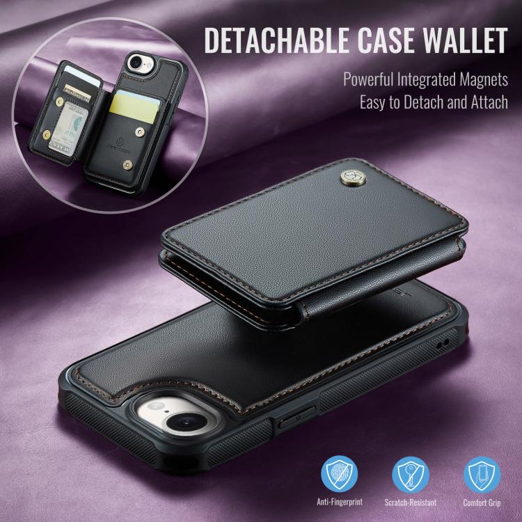For iPhone 17e / 16e JEEHOOD J05 Business Magnetic Style RFID Leather Phone Case(Black)
