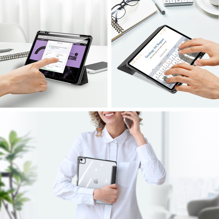 For iPad Air 13 2024 / 2025 / 2026 DUX DUCIS TOBY Series Antiskid Leather Tablet Case with Sleep / Wake-up Function(Black)
