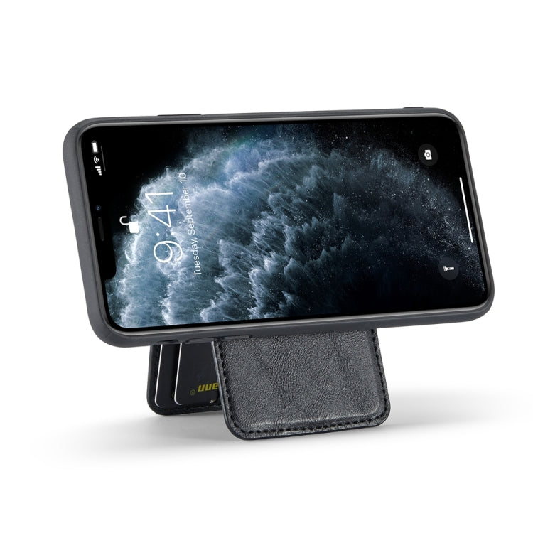 For iPhone 11 Pro Max Fierre Shann Cowhide Vertical Flip Magnetic Card Holder Phone Case(Black)