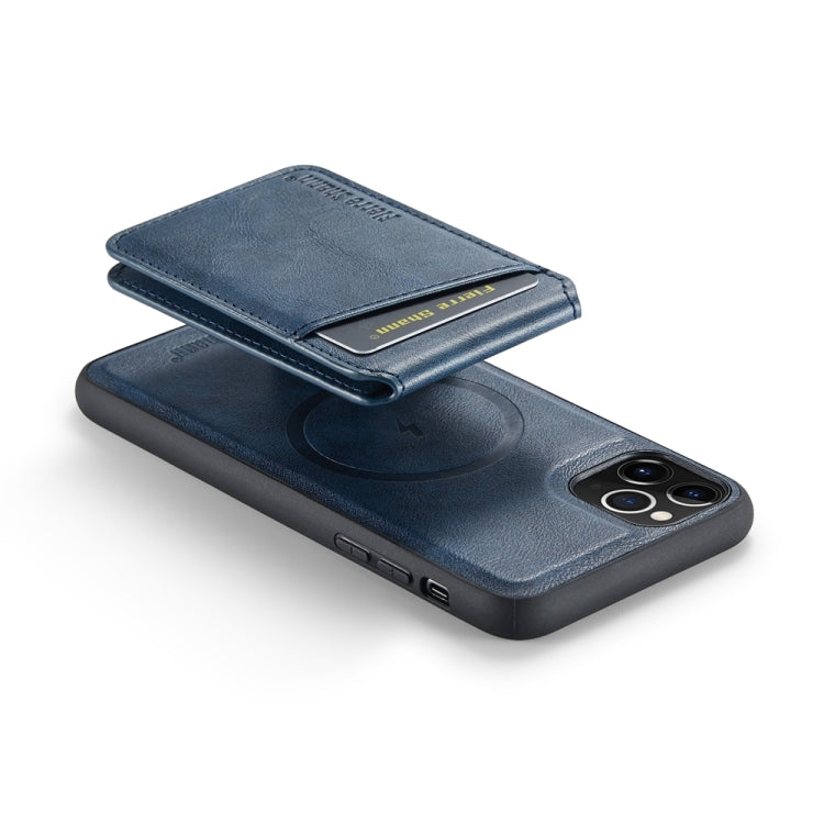 For iPhone 11 Pro Max Fierre Shann Cowhide Vertical Flip Magnetic Card Holder Phone Case(Blue)