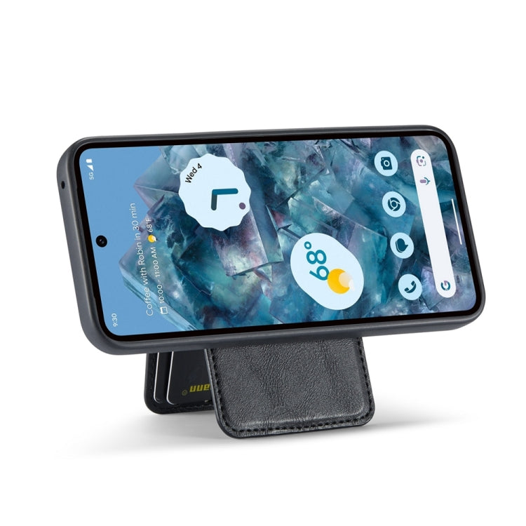 For Google Pixel 9 Pro Fierre Shann Cowhide Vertical Flip Magnetic Card Holder Phone Case(Black)