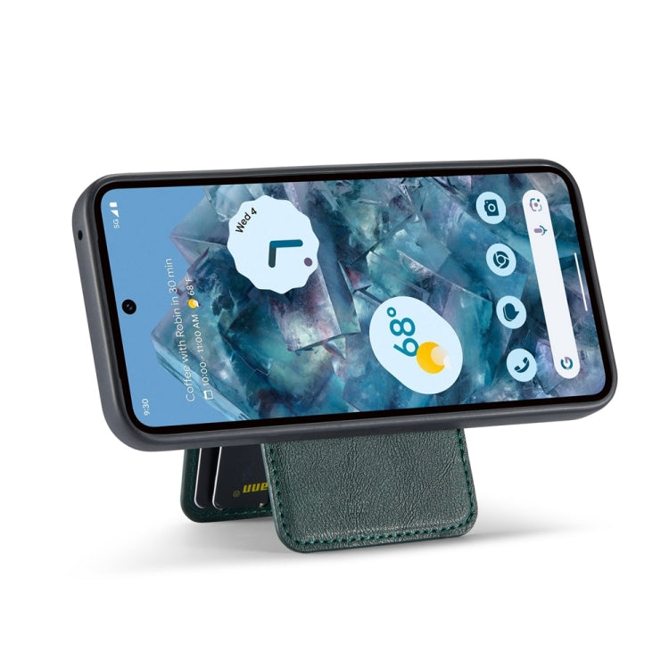 For Google Pixel 9 Pro Fierre Shann Cowhide Vertical Flip Magnetic Card Holder Phone Case(Green)