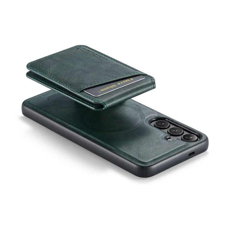 For Samsung Galaxy S24+ 5G Fierre Shann Cowhide Vertical Flip Magnetic Card Holder Phone Case(Green)