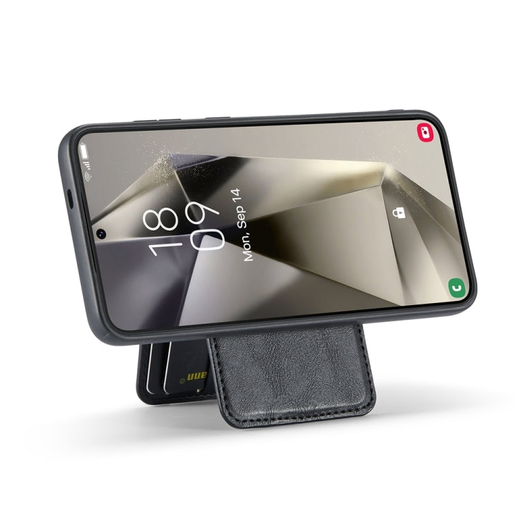 For Samsung Galaxy S23 FE 5G Fierre Shann Cowhide Vertical Flip Magnetic Card Holder Phone Case(Black)