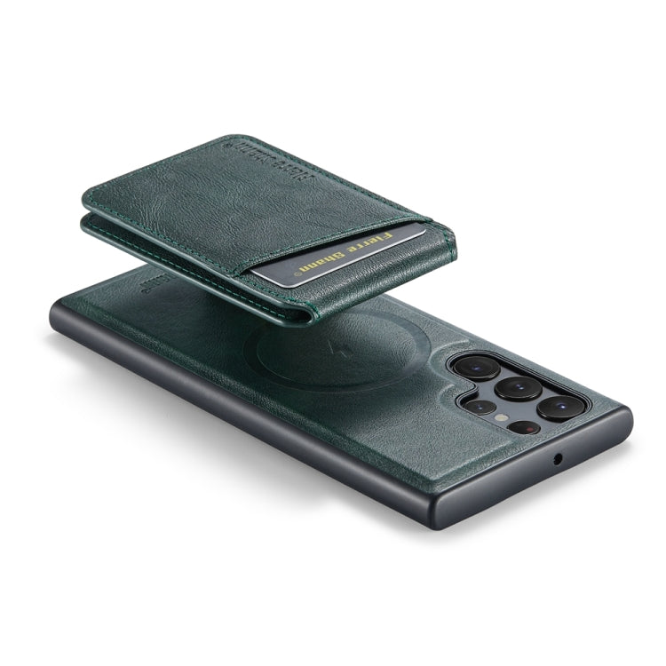 For Samsung Galaxy S23 Ultra 5G Fierre Shann Cowhide Vertical Flip Magnetic Card Holder Phone Case(Green)