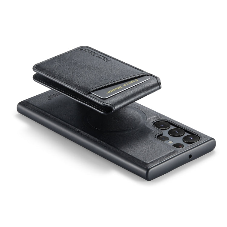 For Samsung Galaxy S22 Ultra 5G Fierre Shann Cowhide Vertical Flip Magnetic Card Holder Phone Case(Black)
