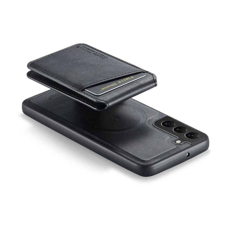 For Samsung Galaxy S22 5G Fierre Shann Cowhide Vertical Flip Magnetic Card Holder Phone Case(Black)