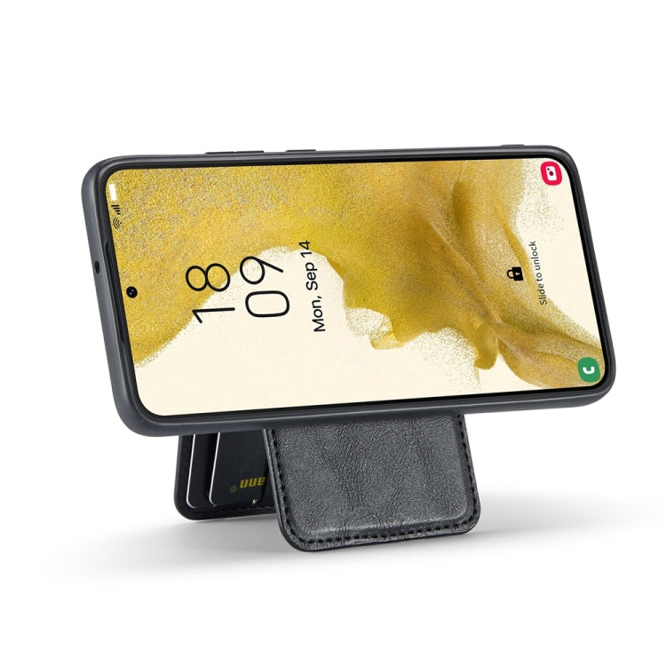 For Samsung Galaxy S22+ 5G Fierre Shann Cowhide Vertical Flip Magnetic Card Holder Phone Case(Black)