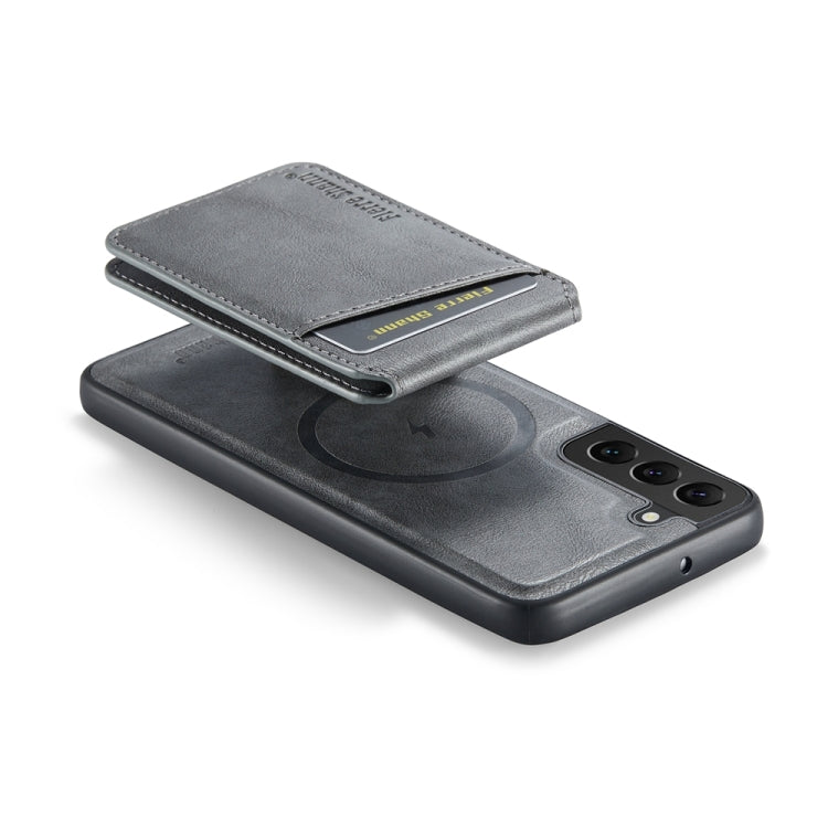 For Samsung Galaxy S22+ 5G Fierre Shann Cowhide Vertical Flip Magnetic Card Holder Phone Case(Grey)