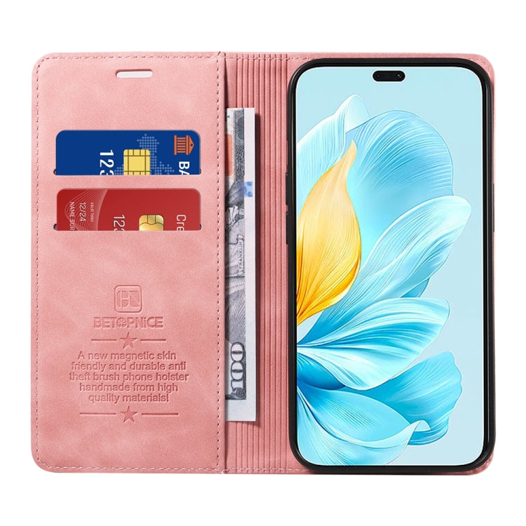 For Honor 200 Lite Global BETOPNICE Suction RFID Anti-theft Leather Phone Case(Pink)