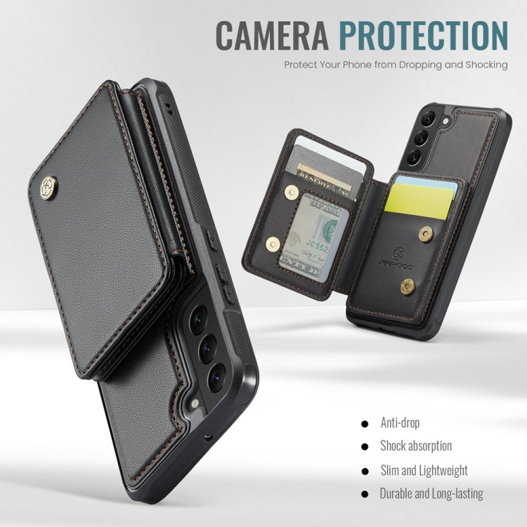 For Samsung Galaxy S22 5G JEEHOOD J05 Business Magnetic Style RFID Leather Phone Case(Black)
