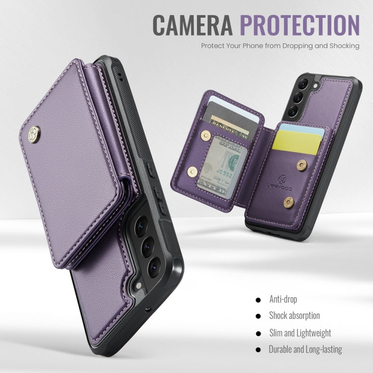 For Samsung Galaxy S22 5G JEEHOOD J05 Business Magnetic Style RFID Leather Phone Case(Purple)