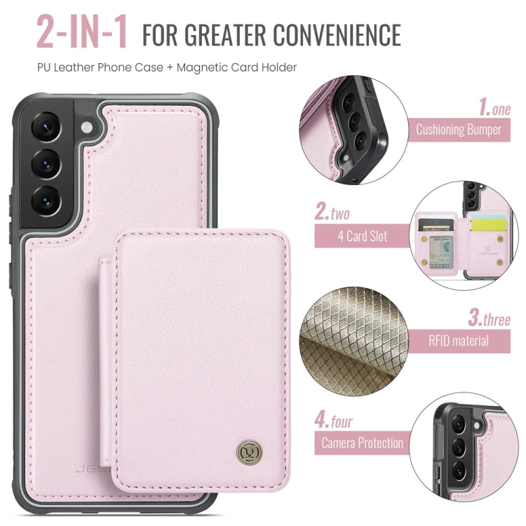 For Samsung Galaxy S22 5G JEEHOOD J05 Business Magnetic Style RFID Leather Phone Case(Pink)