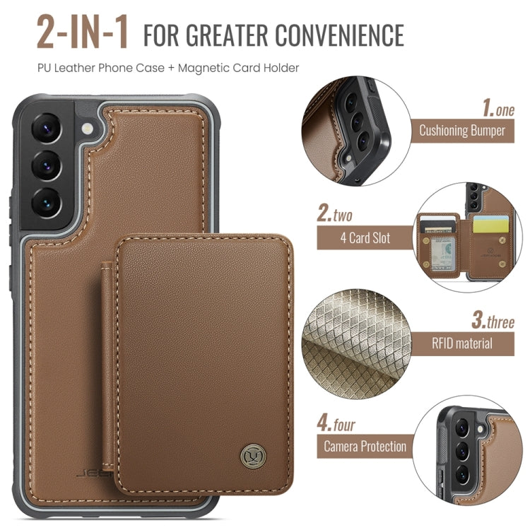 For Samsung Galaxy S22 5G JEEHOOD J05 Business Magnetic Style RFID Leather Phone Case(Brown)