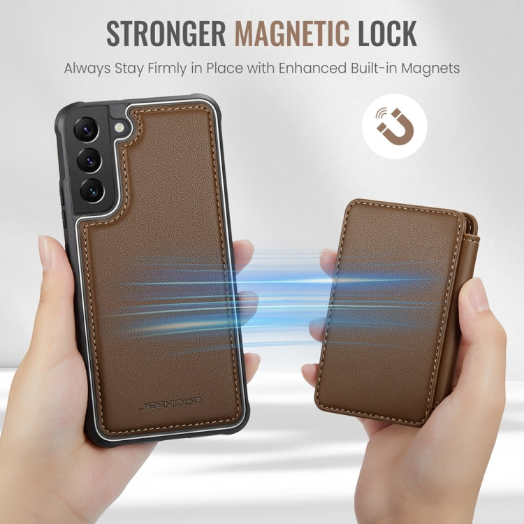 For Samsung Galaxy S22 5G JEEHOOD J05 Business Magnetic Style RFID Leather Phone Case(Brown)