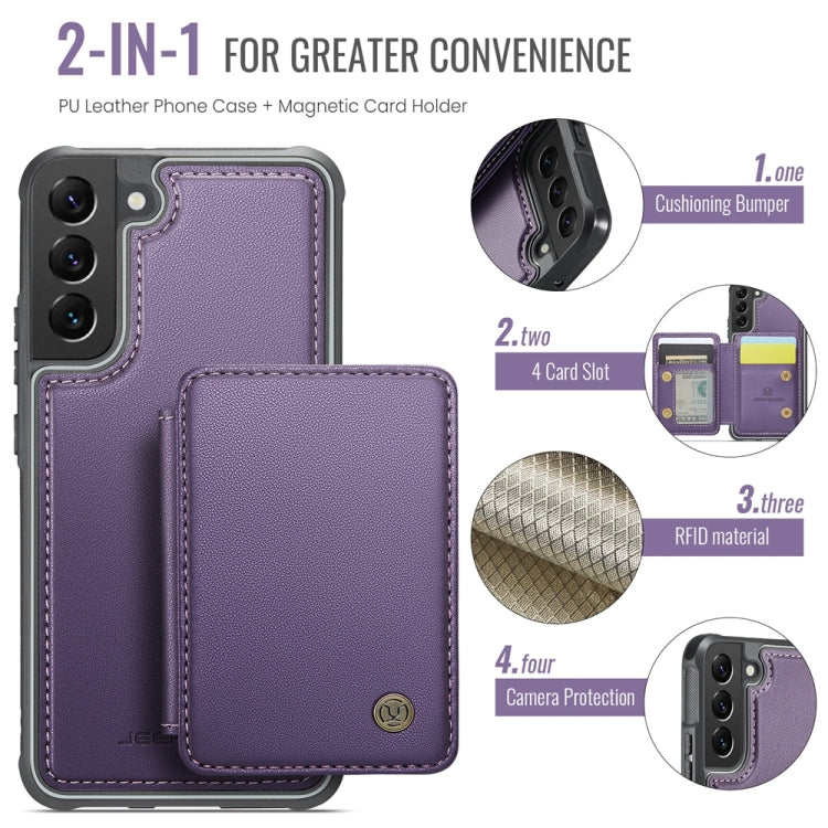 For Samsung Galaxy S22+ 5G JEEHOOD J05 Business Magnetic Style RFID Leather Phone Case(Purple)