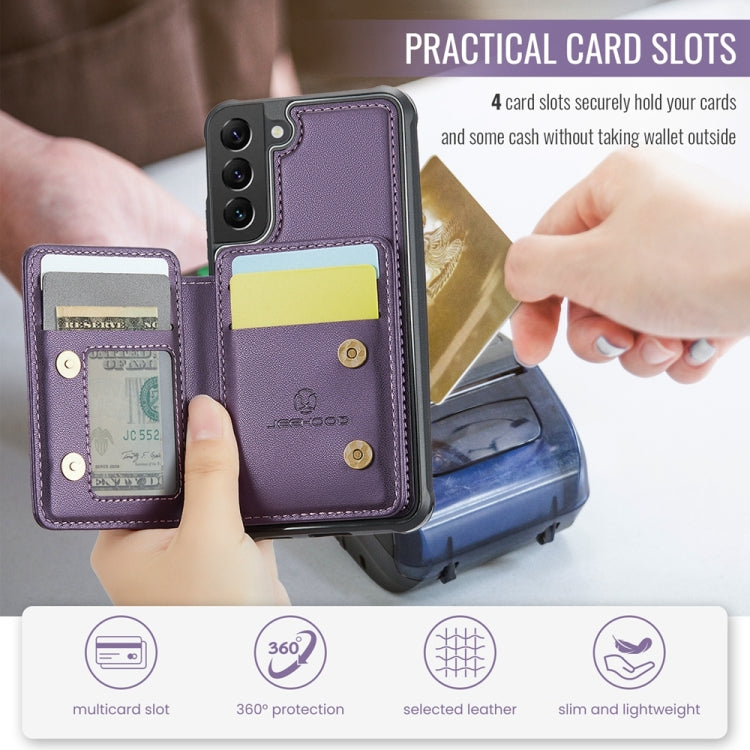 For Samsung Galaxy S22+ 5G JEEHOOD J05 Business Magnetic Style RFID Leather Phone Case(Purple)