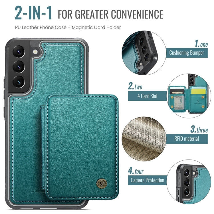 For Samsung Galaxy S22+ 5G JEEHOOD J05 Business Magnetic Style RFID Leather Phone Case(Blue Green)