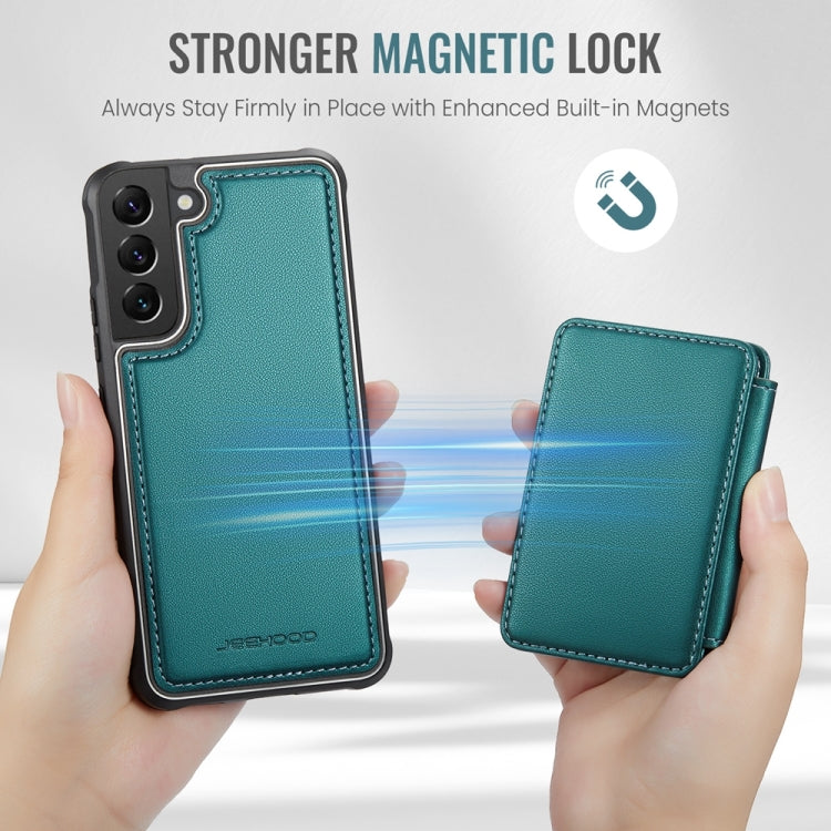 For Samsung Galaxy S22+ 5G JEEHOOD J05 Business Magnetic Style RFID Leather Phone Case(Blue Green)