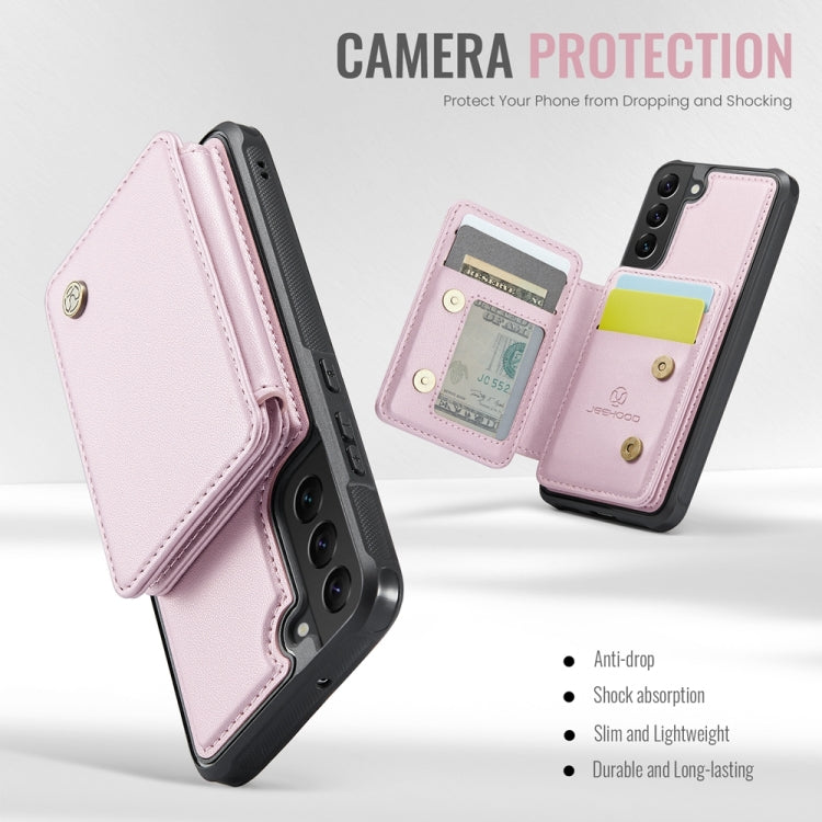 For Samsung Galaxy S22+ 5G JEEHOOD J05 Business Magnetic Style RFID Leather Phone Case(Pink)
