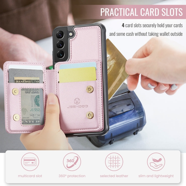 For Samsung Galaxy S22+ 5G JEEHOOD J05 Business Magnetic Style RFID Leather Phone Case(Pink)
