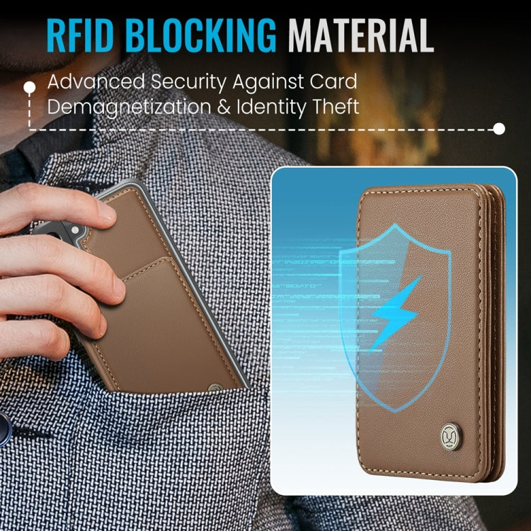 For Samsung Galaxy S22+ 5G JEEHOOD J05 Business Magnetic Style RFID Leather Phone Case(Brown)
