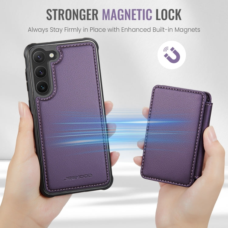 For Samsung Galaxy S23+ 5G JEEHOOD J05 Business Magnetic Style RFID Leather Phone Case(Purple)