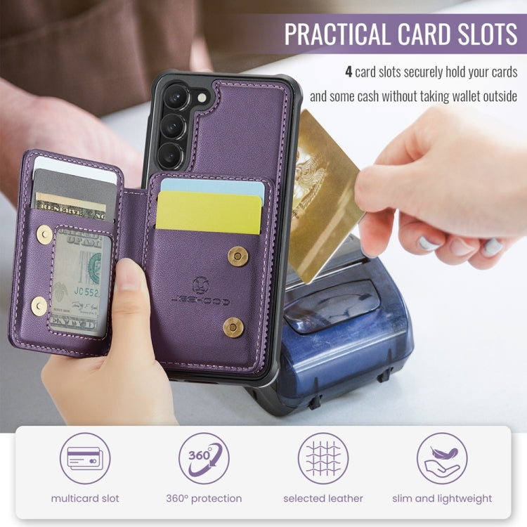 For Samsung Galaxy S23+ 5G JEEHOOD J05 Business Magnetic Style RFID Leather Phone Case(Purple)