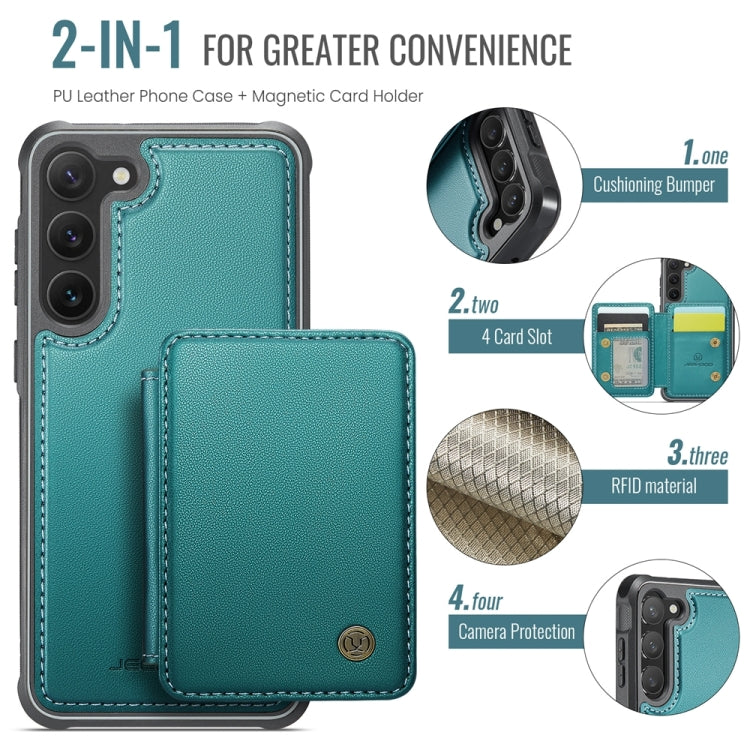 For Samsung Galaxy S23+ 5G JEEHOOD J05 Business Magnetic Style RFID Leather Phone Case(Blue Green)